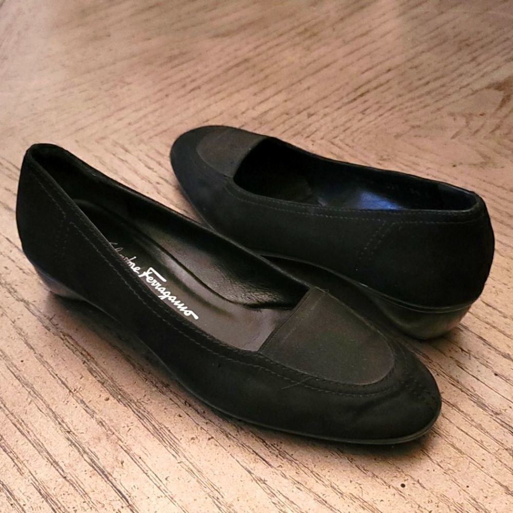 Salvatore Ferragamo black suede loafers size 8.5